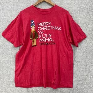 Home Alone Shirt Mens X Large Red Short Sleeve Merry Christmas Ya Filthy Animal